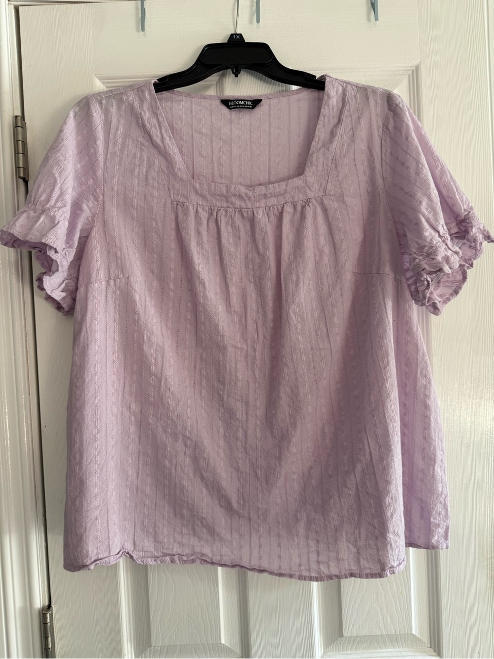 BloomChic Lavender Short-Sleeve Square Neck Blouse